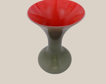 Vintage Huge Murano Glass Trumpet Vase by VINCENZO NASON Hand Signed