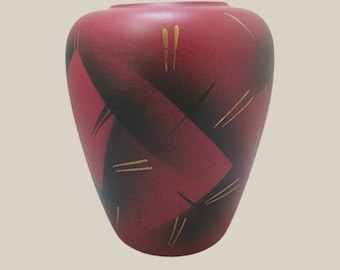 West German Pottery Burgundy Vase