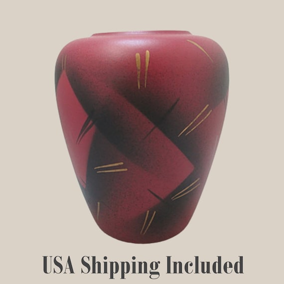 West German Pottery Burgundy Vase