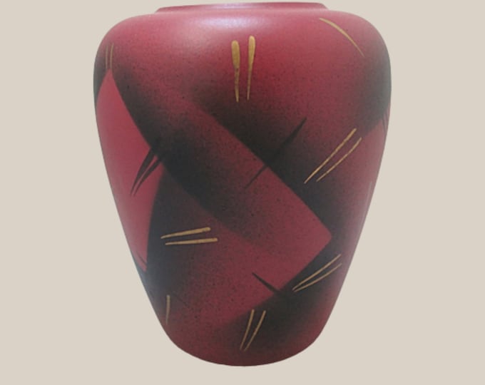 West German Pottery Burgundy Vase