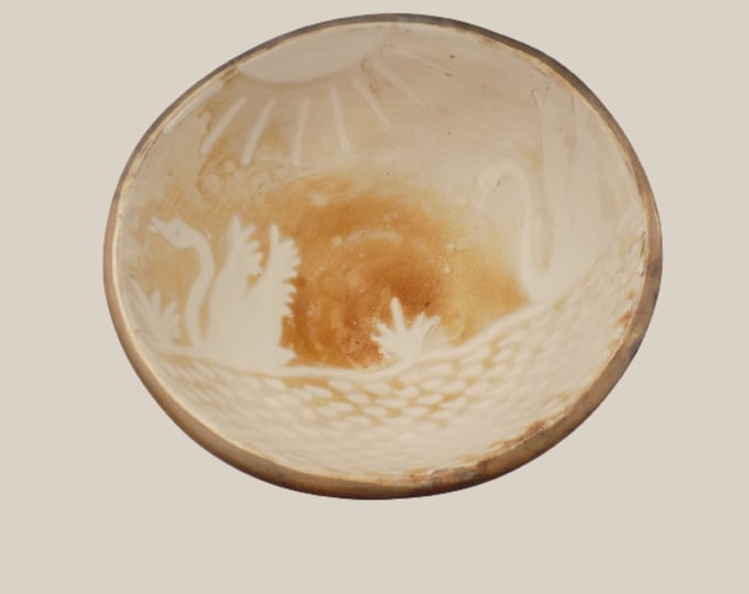 Sun and Swans Pottery Bowl by Gabino Moncado Peru