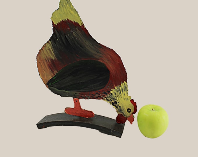 Folk Art Chicken Two Sided Iron Doorstop
