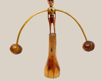 Folk Art Wooden Native American Balancing Toy