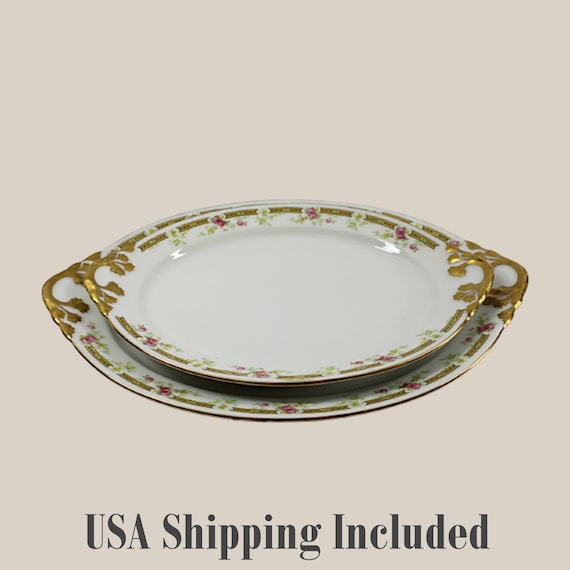French Porcelain Gold Trim Limoges Platters