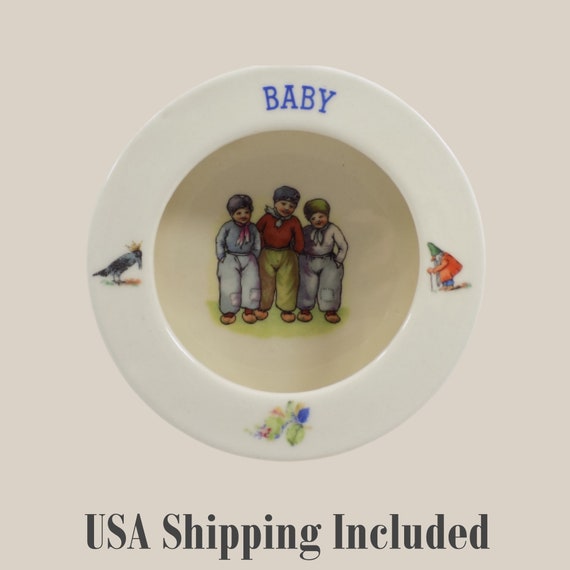 Baby Bowl Feeding Dish Czechoslovakia Pottery 1930s