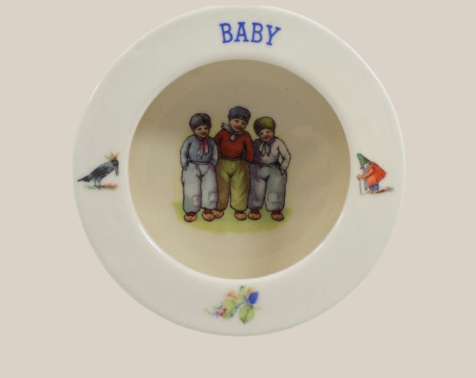 Baby Bowl Feeding Dish Czechoslovakia Pottery 1930s