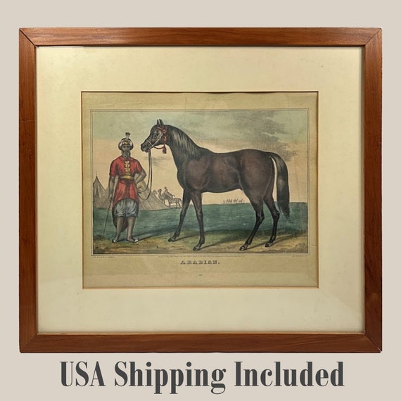 Antique Original ARABIAN Lithograph Hand Colored By N. Currier