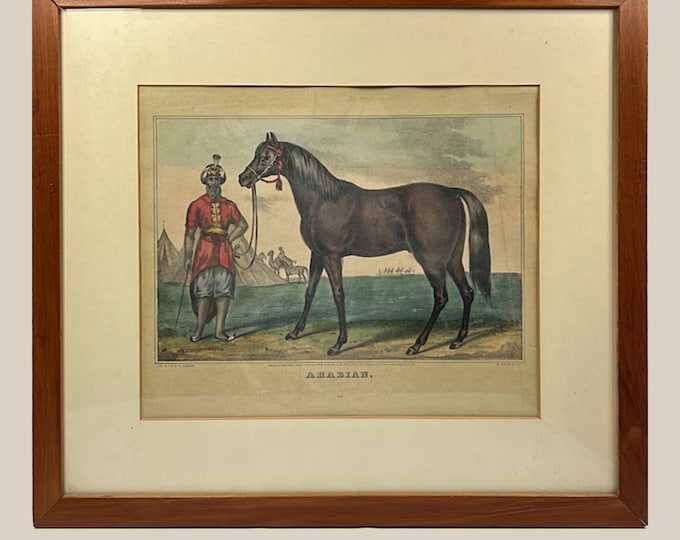 Featured listing image: Antique Original ARABIAN Lithograph Hand Colored By N. Currier