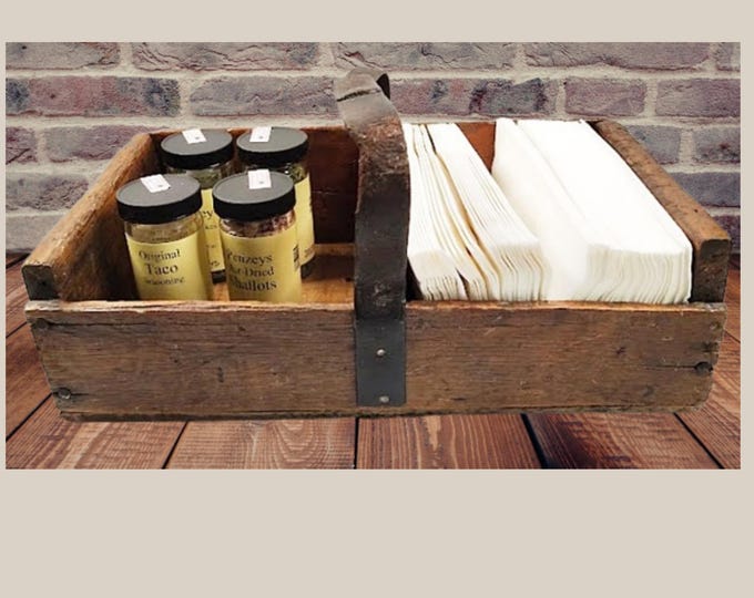 Primitive Handmade Wood Carrier with Leather Handle