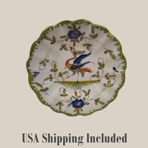 Antique MOUSTIERS FRANCE FAIENCE Dish Hand Painted Earthenware
