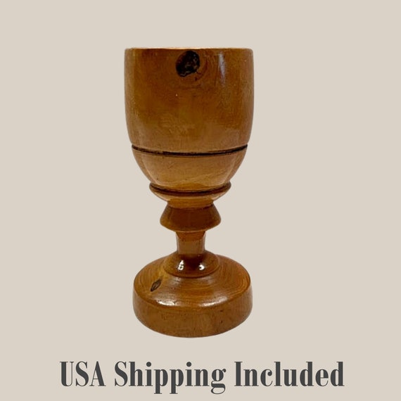 ANTIQUE TREEN GOBLET Hand Turned Maple 1800s