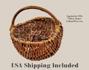 Appalachia 1930s Large Willow Basket