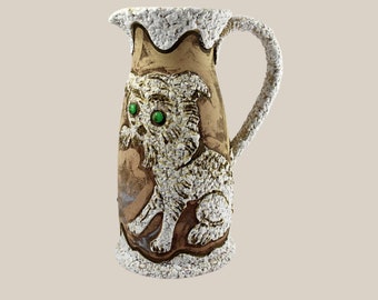 Vintage MCM ITALIAN Pitcher Fat Lava Horse and Cat Motifs