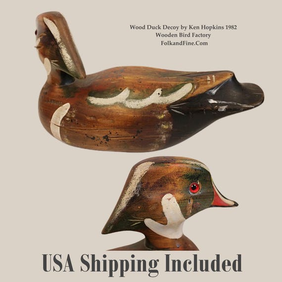 A Wooden Bird Factory Wood Duck Decoy by Ken Hopkins
