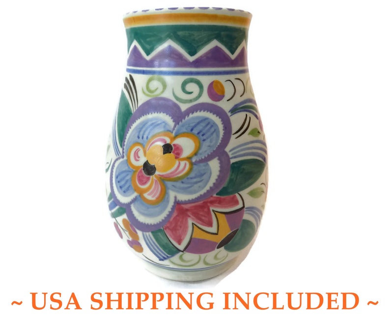 Vintage Poole Pottery Art Deco Vase Leo The Lion V Etsy