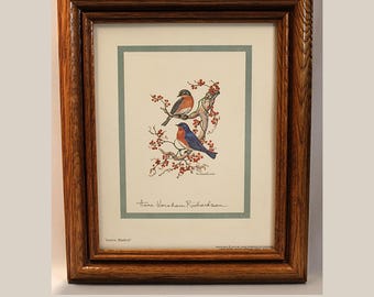 Bluebirds Print Framed with Personal Dedication by Anne Worsham Richardson
