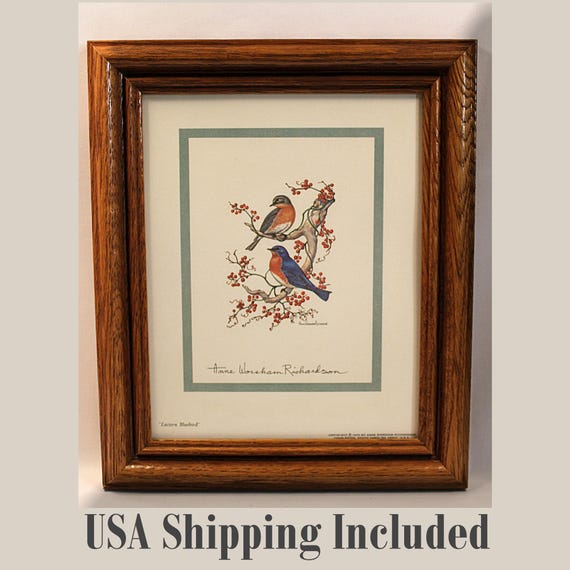 Bluebirds Print Framed with Personal Dedication by Anne Worsham Richardson