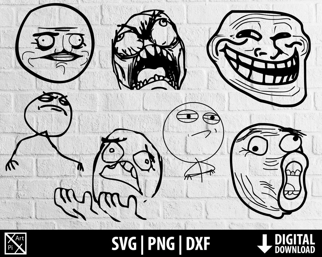 Troll Face Svg Png Dxf, Internet Memes Clipart, Printable Cut Files Cricut,  Sublimation, Cameo Silhouette, Digital Download -  Canada