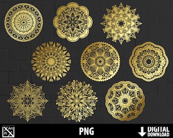 Mandala png, gouden mandala's clipart, gouden mandala's bundel, afdrukbare mandala's, sublimatie, digitale download