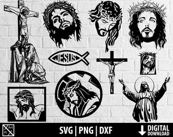 Jésus svg dxf png, jésus christ clipart, catholique, seigneur, chrétien imprimable coupe fichier cricut, silhouette, sublimation, téléchargement numérique