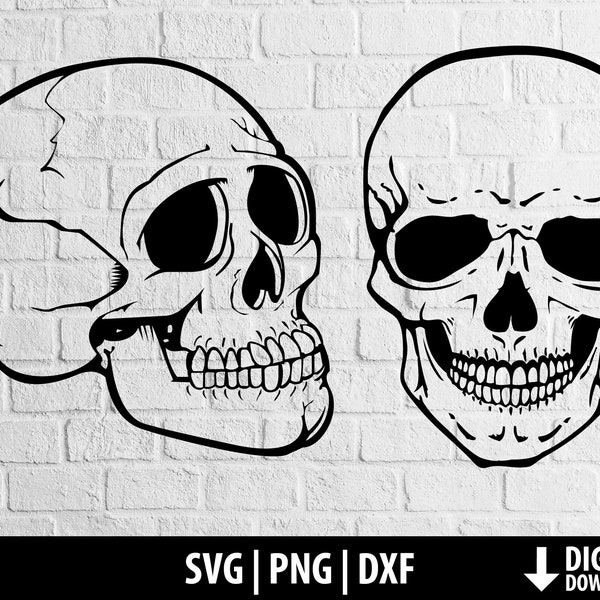 Skull svg dxf png, human skull clipart bundle , printable cut files cricut silhouette sublimation horror halloween digital download