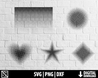 Halftone svg dxf png, circle square heart star comic clipart, printable cut file cricut, dotted silhouette, sublimation, digital download