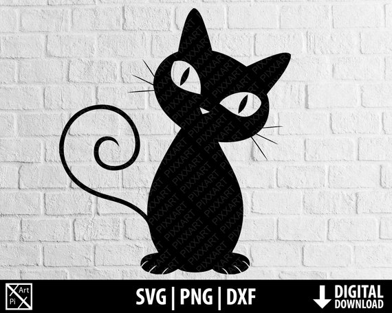 Cute Chat Noir Svg Dxf Png Chaton Incline Tete Clipart Dessin Etsy Canada