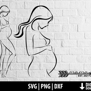 Mama 2021 Svg Dxf Png, Schwangere Schwangerschaft Clipart, Pfeil, Mutterschaft, Baby Mama erwarten, druckbare geschnitten Datei Silhouette, digitaler Download