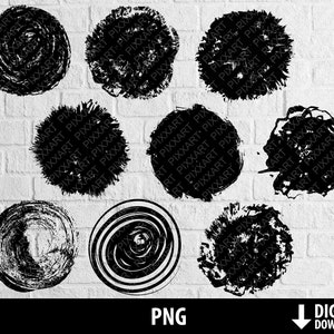 グランジ サークル PNG ダメージ加工 丸いフレーム クリップアート デザイン ボール 印刷可能 シルエット 昇華 デジタル ダウンロード