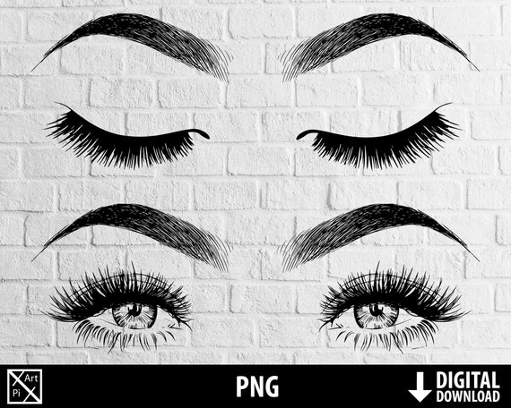 Lashes png eyelash clipart eyes png realistic hand drawn | Etsy