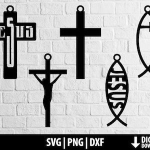 Jesus earrings cut svg, christian fish dxf, religious cross silhouette filigree pendant png, glowforge  earrings bundle, digital download