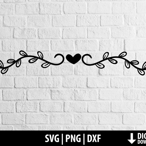 Png svg dxf diviseur d’amour, couronne de laurier de coeur svg clipart, main de griffonnage dessiné, cricut imprimable de fichier coupé, silhouette de cameo, téléchargement numérique