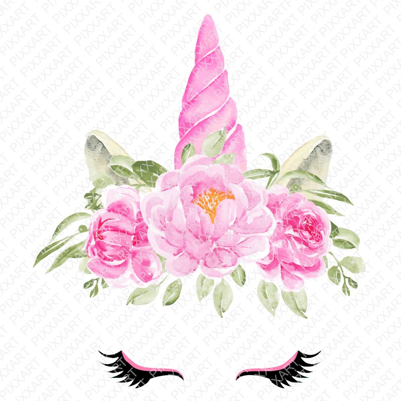Download Unicorn svg floral watercolor unicorn head png clipart | Etsy