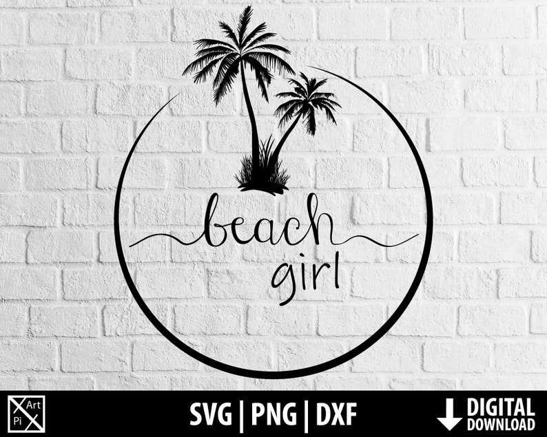 Download Beach girl svg dxf png love sea surf water palm tree clipart | Etsy