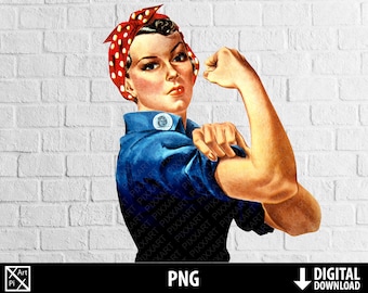 Rosie the riveter png, we can do it, power strong woman png clipart, sublimation, heat transfer, iron on,  digital download