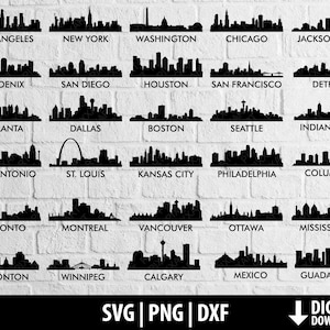 USA stad skylines svg dxf png, clipart, afdrukbare cut file amerika canada mexico cameo silhouet cricut, sublimation, digitale download