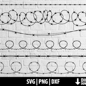 Barbed wire svg png dxf, barbed wire fence frame svg clipart, printable cut file cricut, cameo silhouette, sublimation, digital download