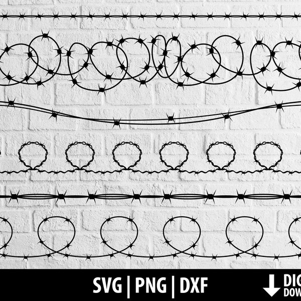 Fil barbelé svg png dxf, cadre de clôture de fil barbelé svg clipart, fichier de coupe imprimable cricut, silhouette de camée, sublimation, téléchargement numérique