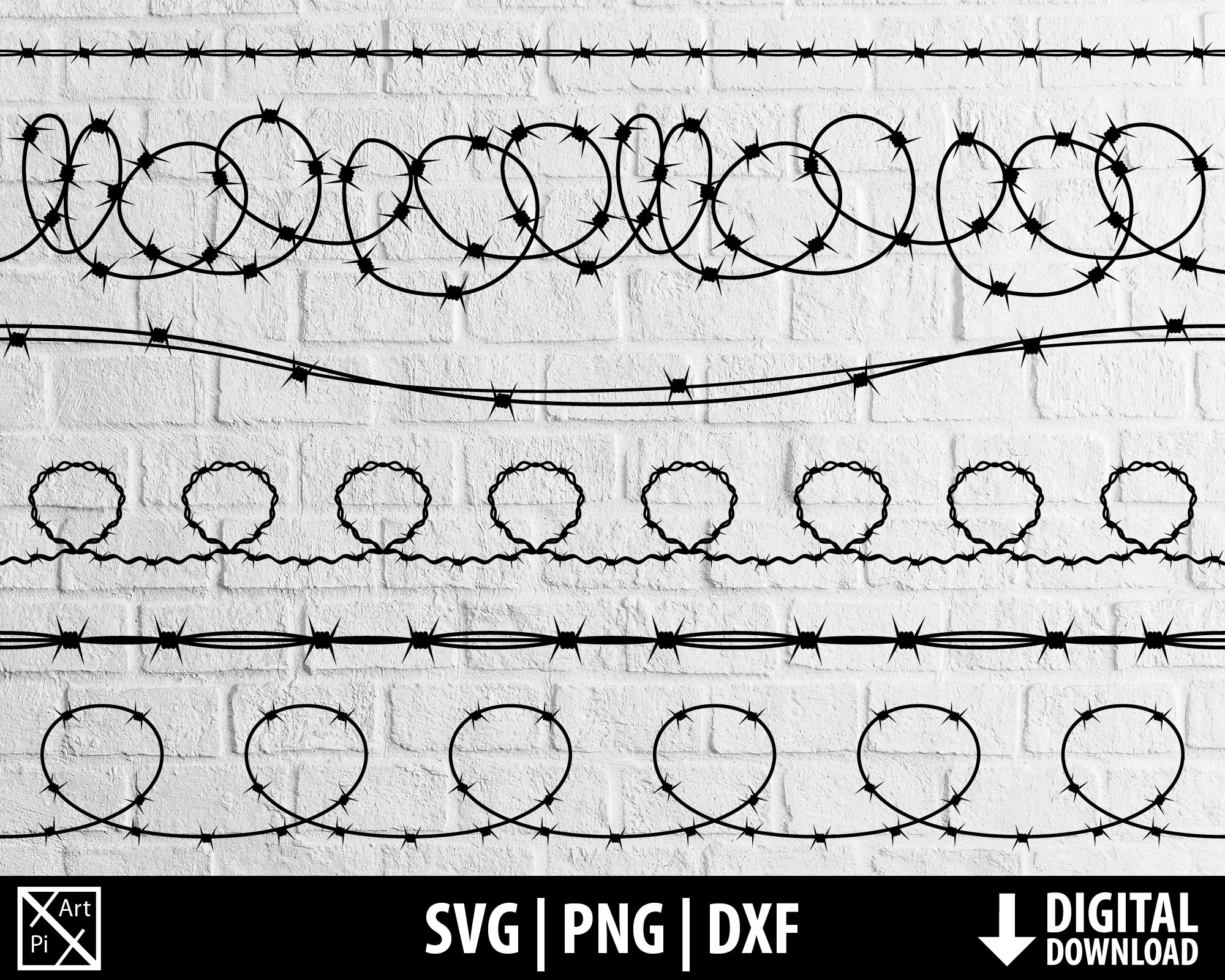 Barbed Wire Svg Png Dxf, Barbed Wire Fence Frame Svg Clipart, Printable ...