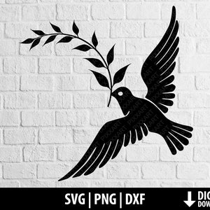 Dove svg dxf png, duif vrede clipart, afdrukbare gesneden bestand cricut, cameo silhouet, sublimatie, digitale download