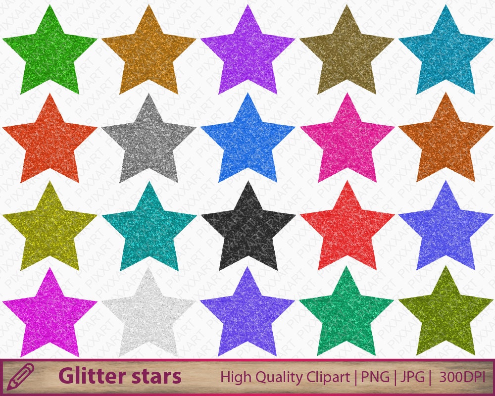 Glitter star clipart digital glitter stars clip art sparkle | Etsy