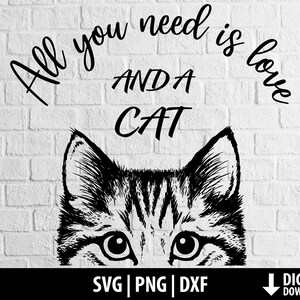 Cat love svg png, clipart viso gatto sbirciatina, silhouette carina, cameo cricut del file di taglio del gatto realistico stampabile, sublimazione, download digitale