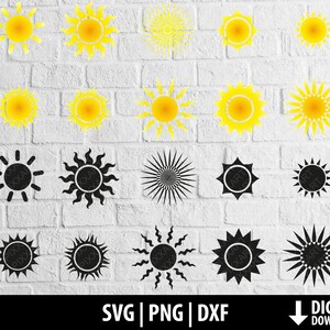 Sun clipart, sun svg, sun dxf, sun bundle, cut file cricut, cameo silhouette, printable summer clipart, holiday vacation, digital download