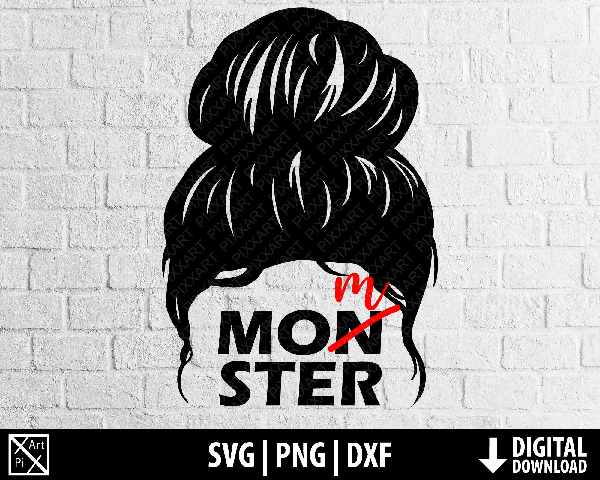 Download Momster svg png dxf messy bun hair momlife clipart mom tired | Etsy