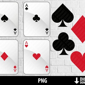 Playing cards clipart, card suits png, casino games, poker, printable cards, sublimation, digital download