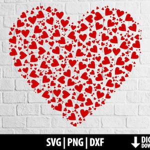 Cuore svg dxf png, cuore di cuori clipart, San Valentino, amore matrimonio matrimonio fidanzamento file taglio stampabile silhouette download digitale