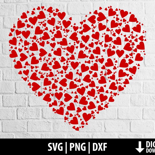 Heart svg dxf png, heart of hearts clipart, valentine's day, love wedding marriage engagement printable cut file silhouette digital download