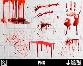 Blood png, horror clipart, murder, crime, halloween, realistic bloody stains, scary graphics, scrapbooking, digital download
