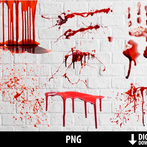 Blood png, horror clipart, murder, crime, halloween, realistic bloody stains, scary graphics, scrapbooking, digital download
