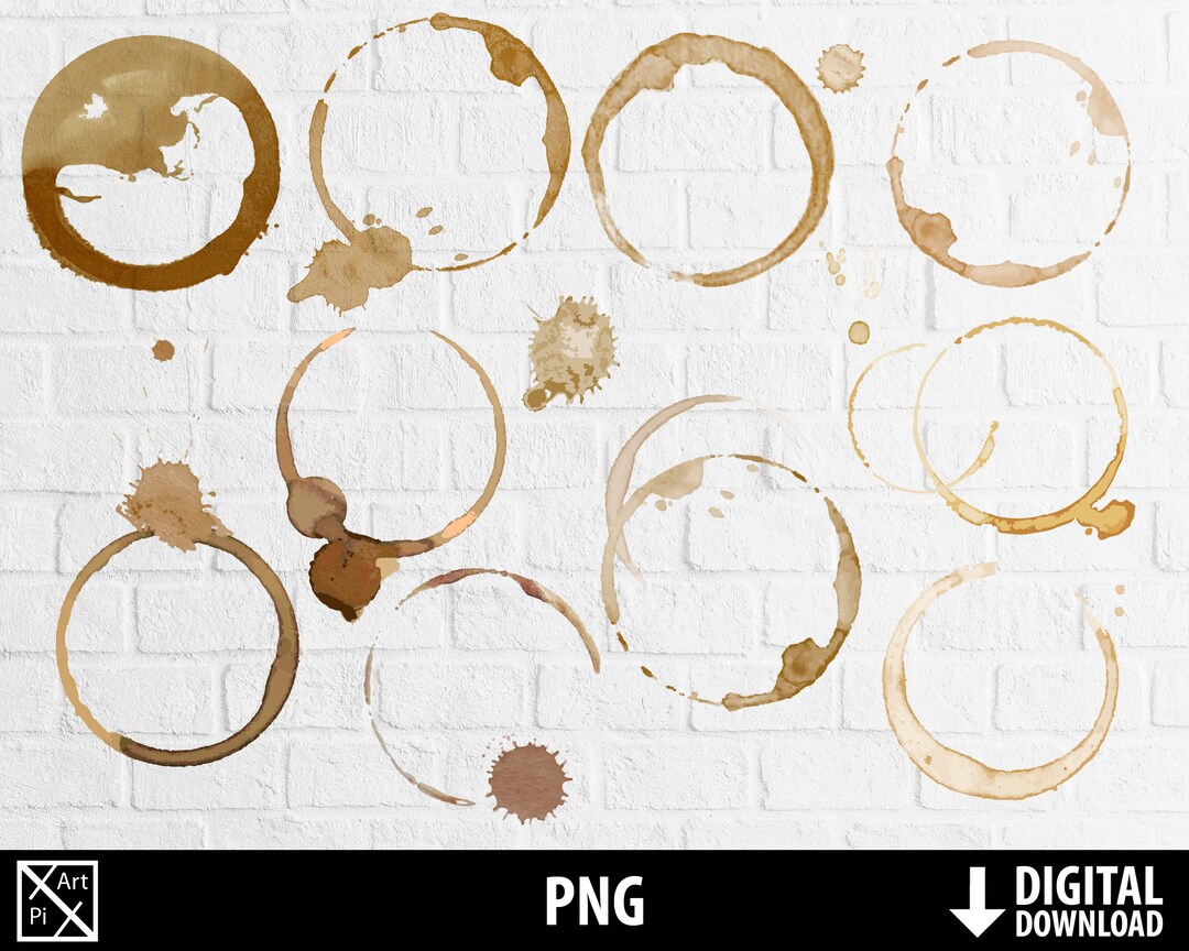 Coffee Stains Clipart, Coffee Spill Png, Printable Coffee Rings ...